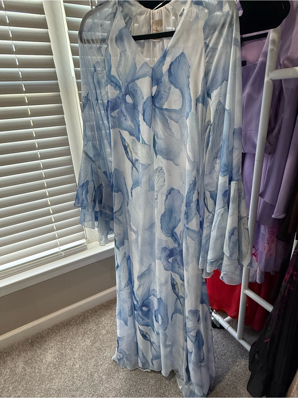H&M Blue Watercolor Floral Maxi Dress